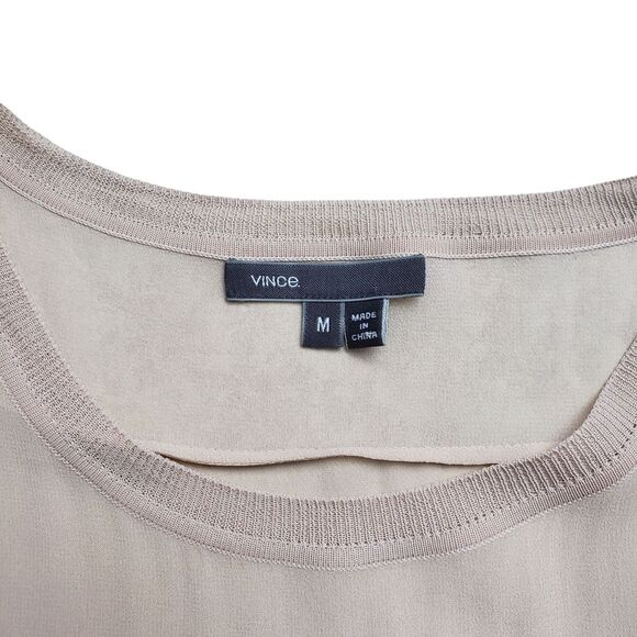 Vince Sheer Silk Sleeveless Blouse Tank Top Womens Pink Medium Classic - Picture 4 of 12